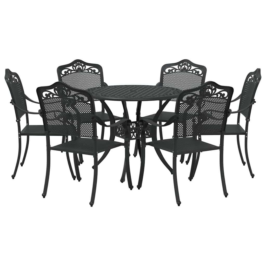Vrtni set za objed 7 pcs Crna Aluminij