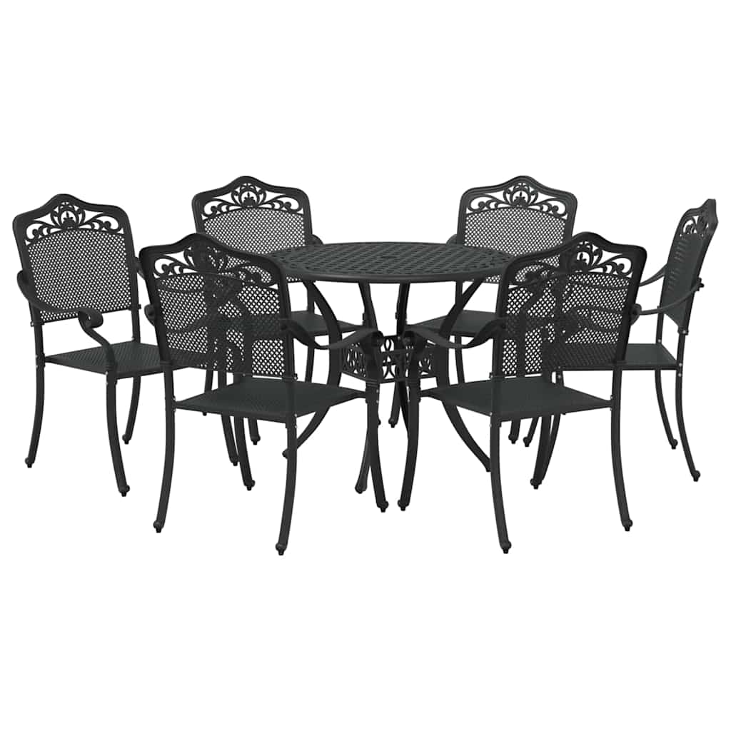 Vrtni set za objed 7 pcs Crna Aluminij