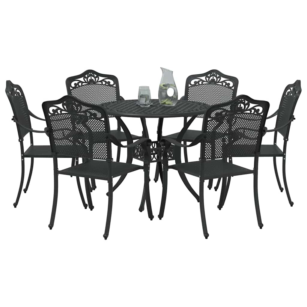 Vrtni set za objed 7 pcs Crna Aluminij