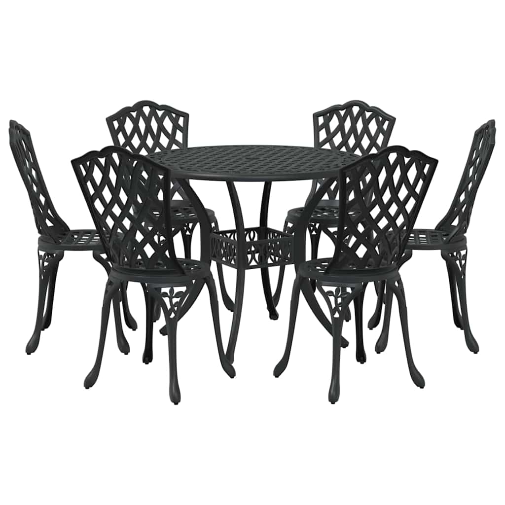 Vrtni set za objed 7 pcs Crna Aluminij