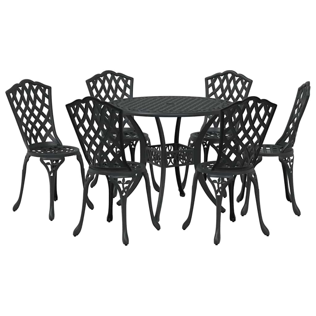Vrtni set za objed 7 pcs Crna Aluminij