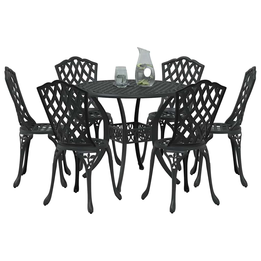 Vrtni set za objed 7 pcs Crna Aluminij