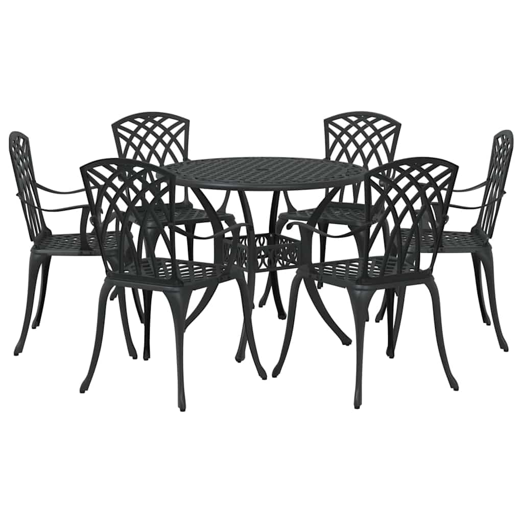 Vrtni set za objed 7 pcs Crna Aluminij