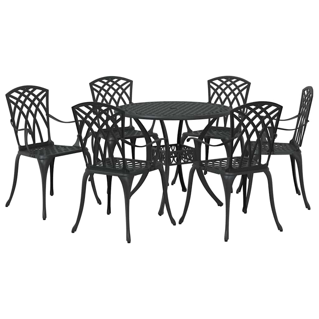 Vrtni set za objed 7 pcs Crna Aluminij