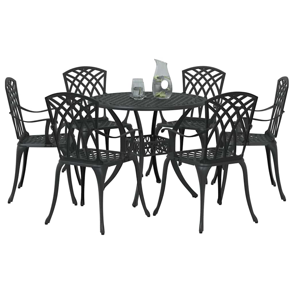 Vrtni set za objed 7 pcs Crna Aluminij