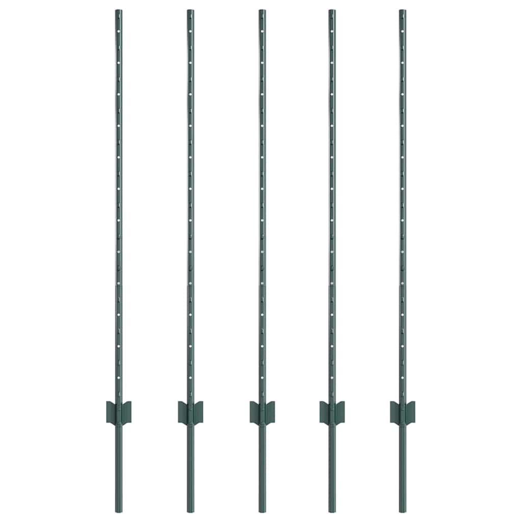 Ugrađeni stup za ogradu 5 pcs Zelena 160 cm