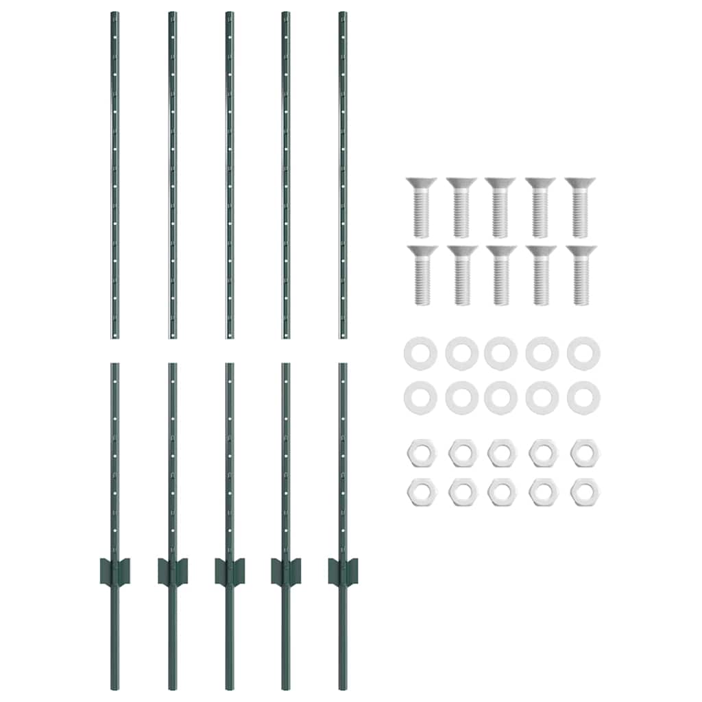 Ugrađeni stup za ogradu 5 pcs Zelena 160 cm