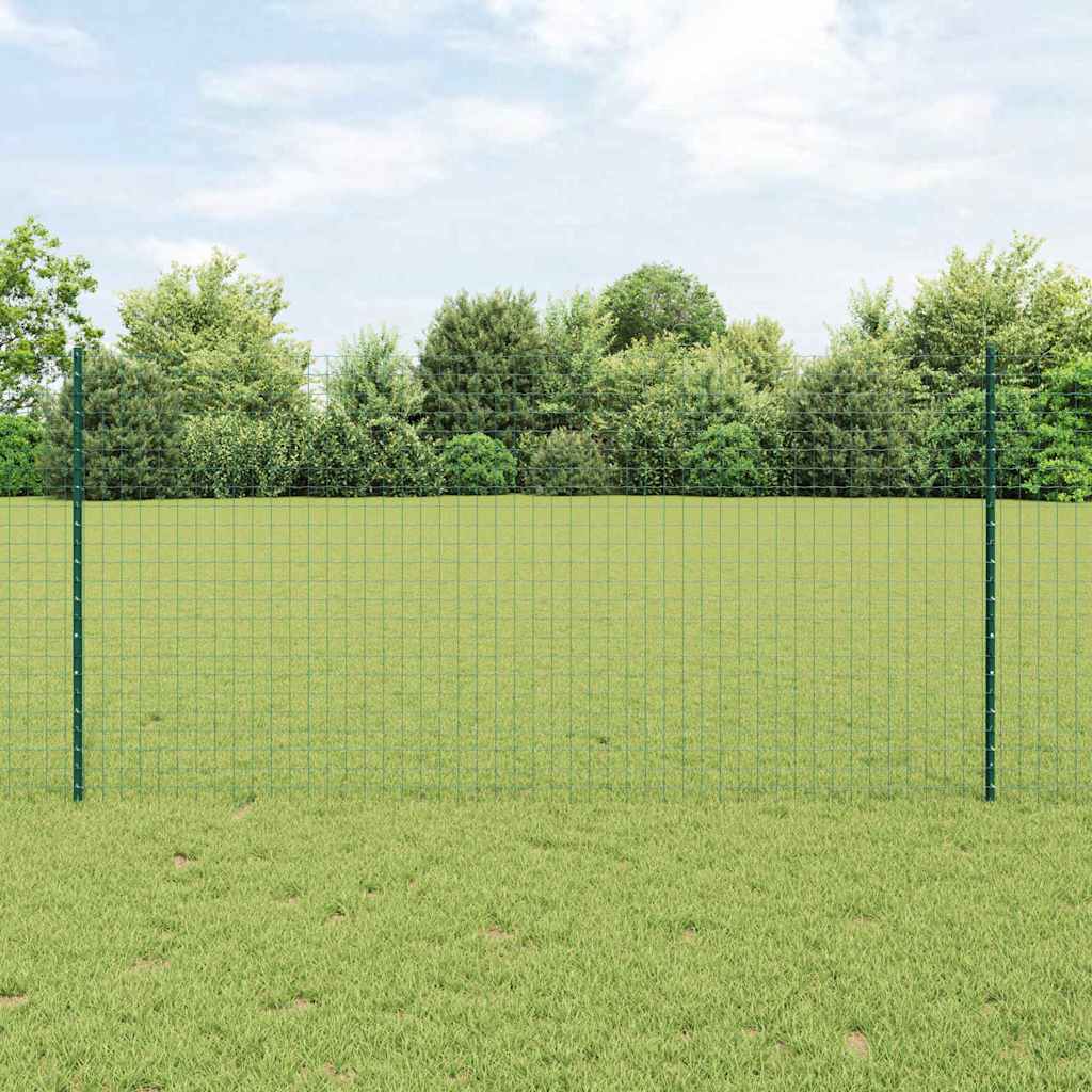 Ugrađeni stup za ogradu 11 pcs Zelena 160 cm