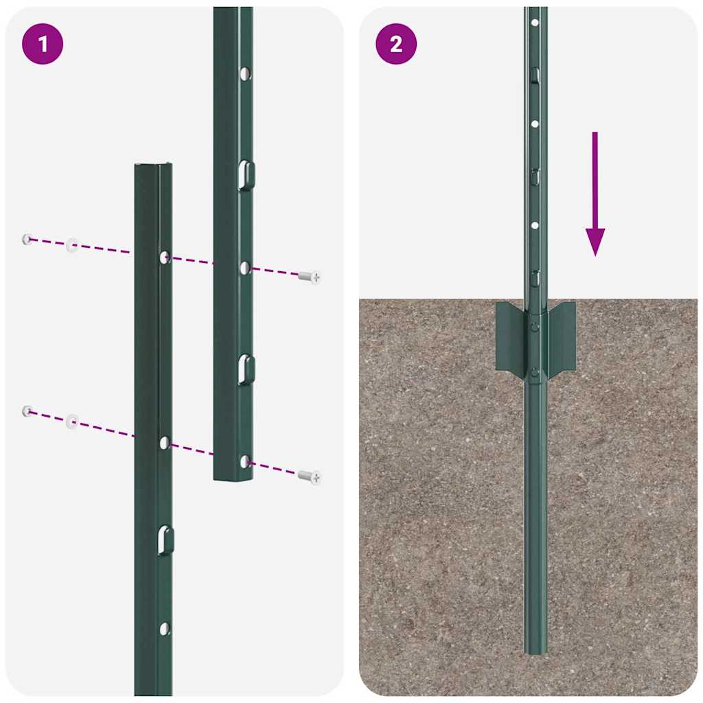 Stup za ogradu 5 pcs Zelena 140 cm Čelik