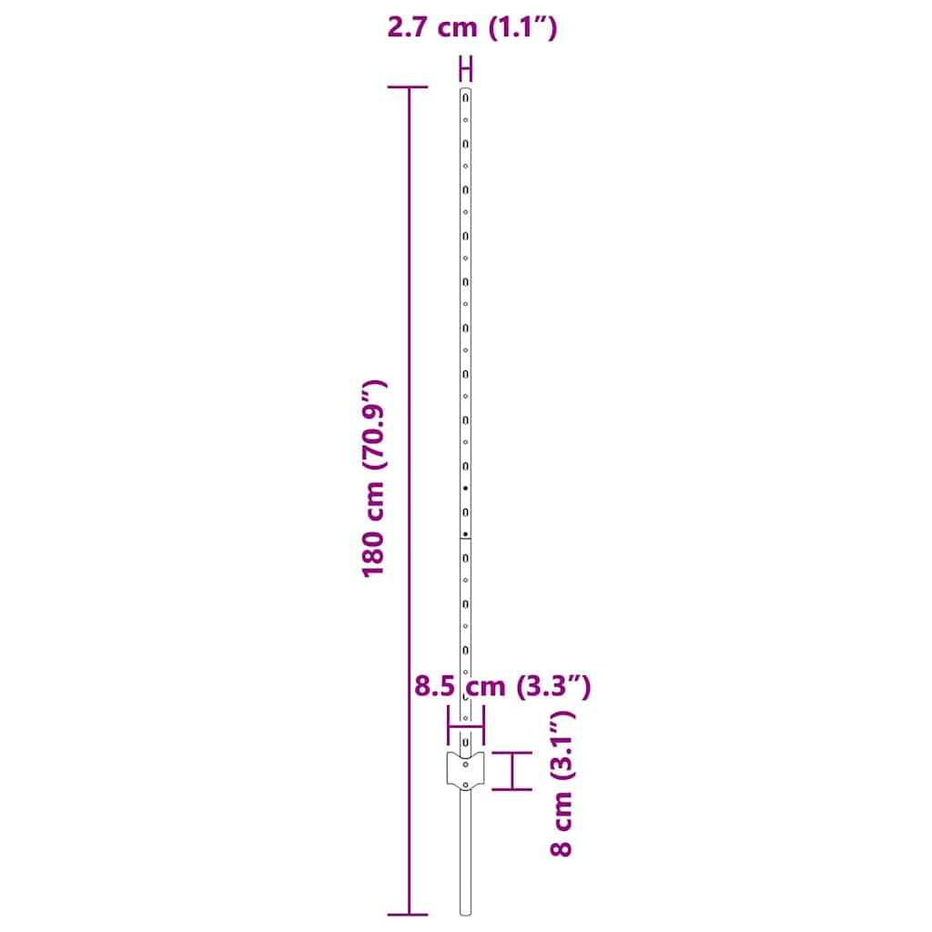 Stup za ogradu 5 pcs Zelena 140 cm Čelik