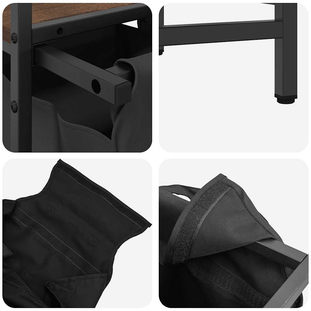 Košara za rublje s 2 pretinca s policom, smeđa hrastova