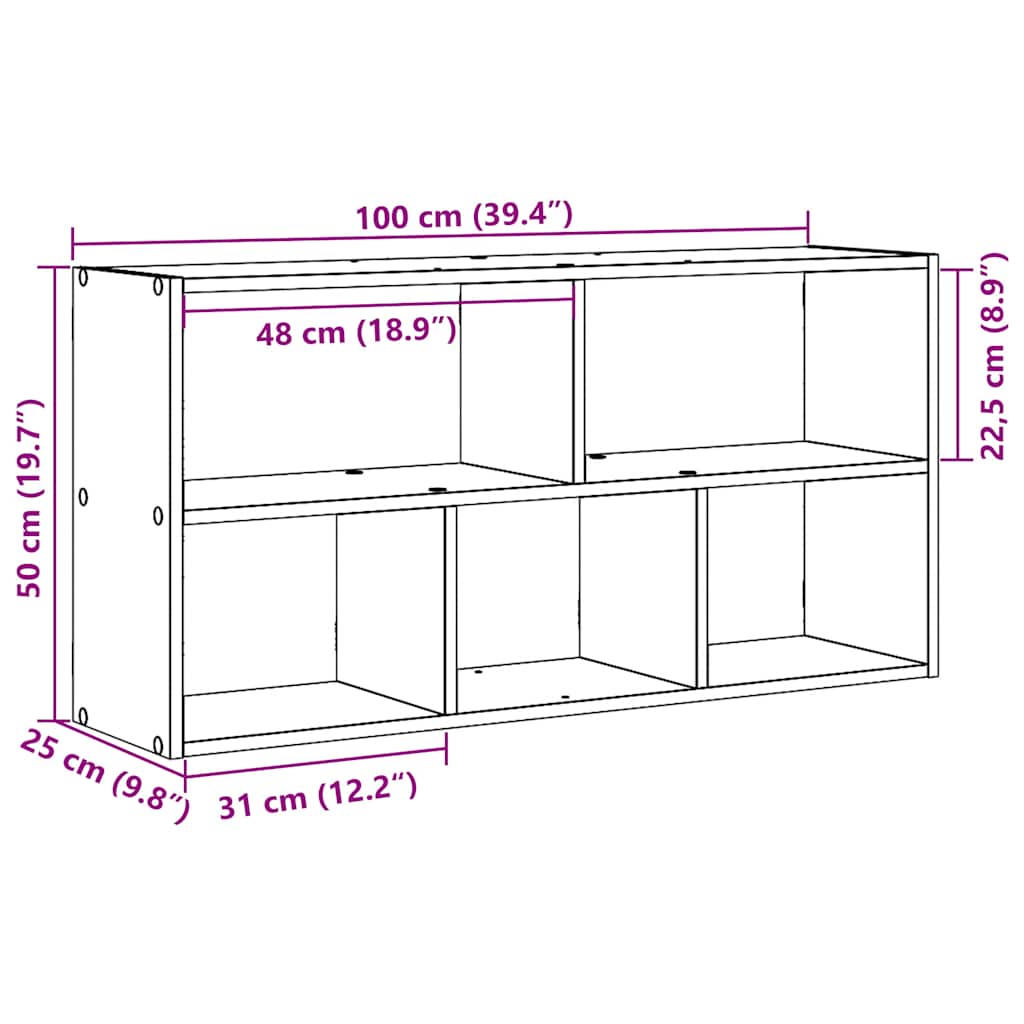 Zidna polica crni hrast 100x25x50 cm inženjerski drvo