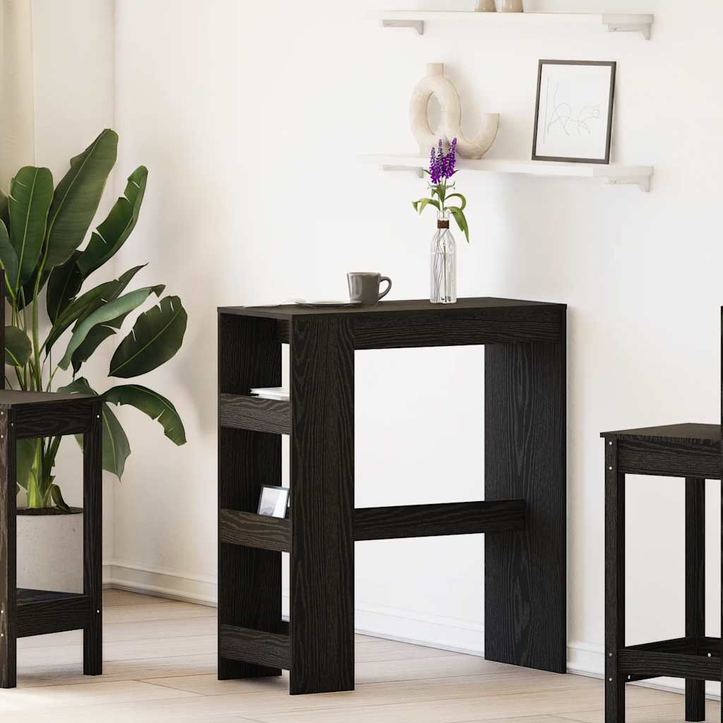 Barski stol s policama Crni hrast 90x40x103,5 cm Konstruirano drvo