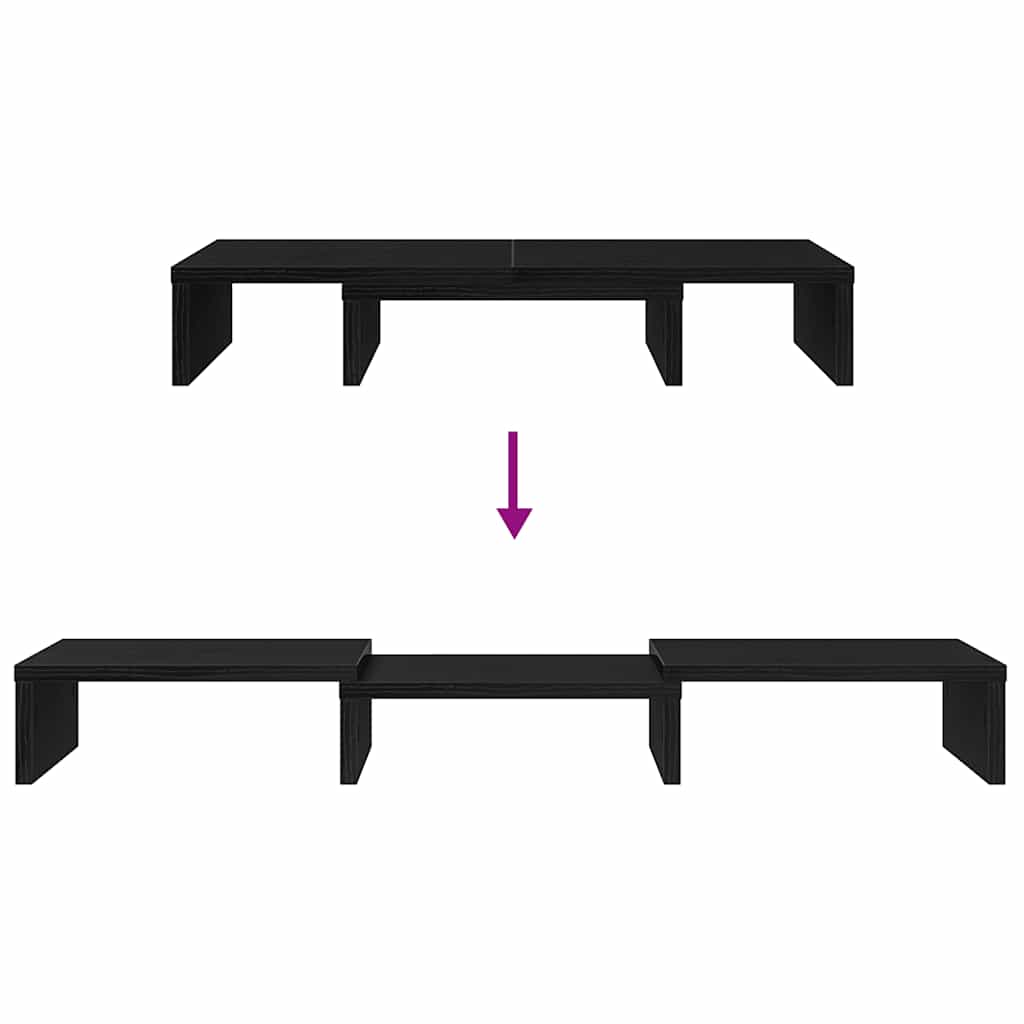 Podesivi stalak za monitor crni hrast 60x24x10,5 cm inženjerski drvo