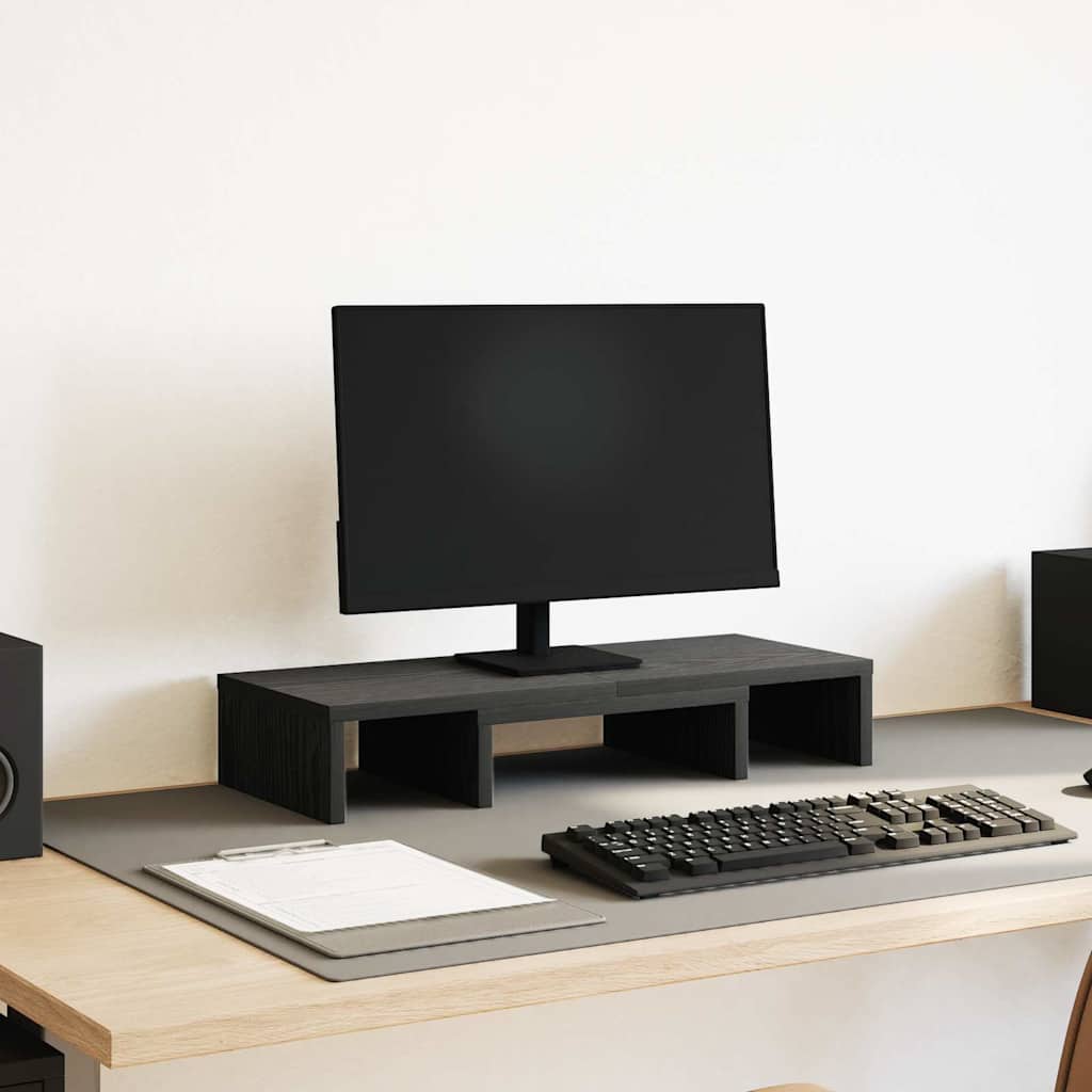 Podesivi stalak za monitor crni hrast 60x24x10,5 cm inženjerski drvo