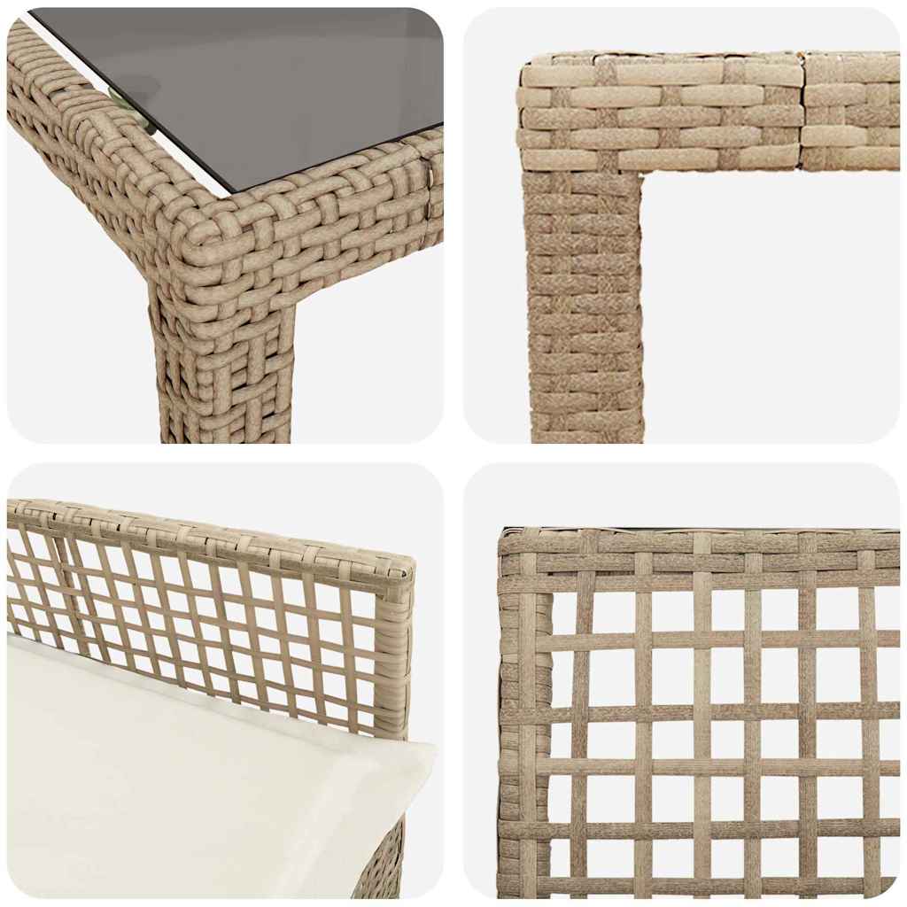 Vrtni set za objed 9 kom. Bež poliratan 250 x 100 x 75 cm