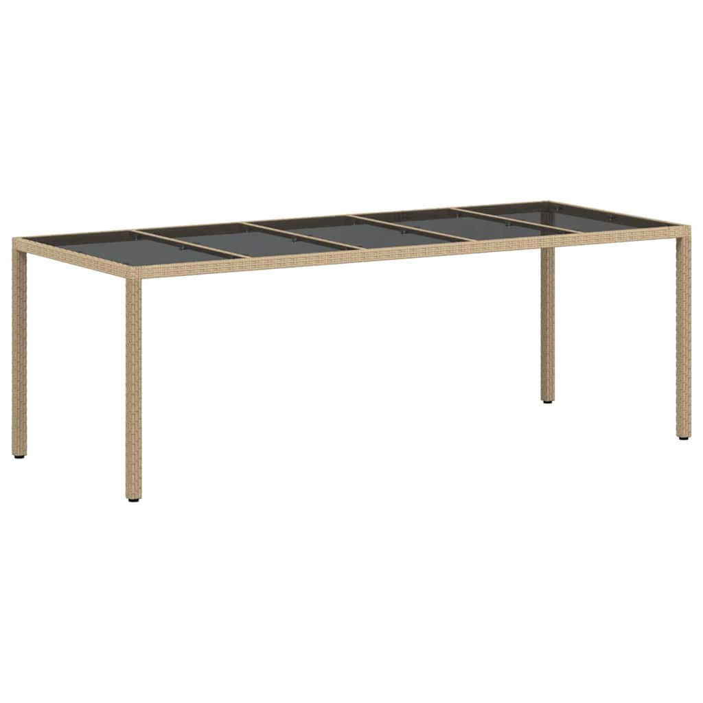 Vrtni set za objed 9 kom. Bež poliratan 250 x 100 x 75 cm