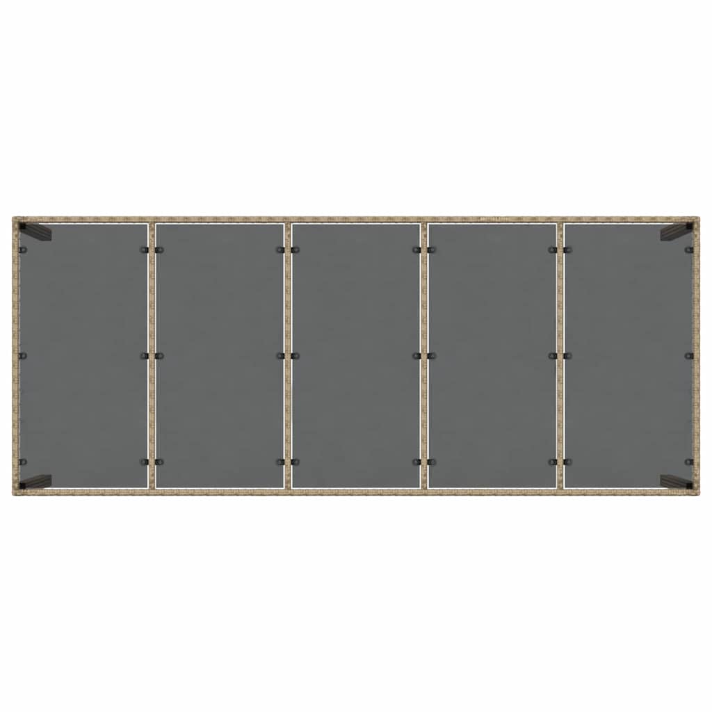Vrtni set za objed 9 kom. Bež poliratan 250 x 100 x 75 cm