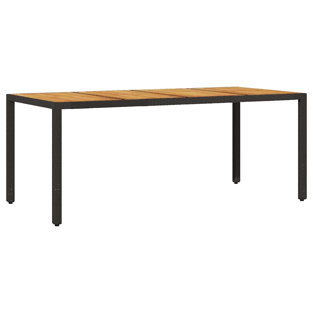 Vrtni set za objed 7 kom. Crna poliratan 190 x 90 x 75 cm