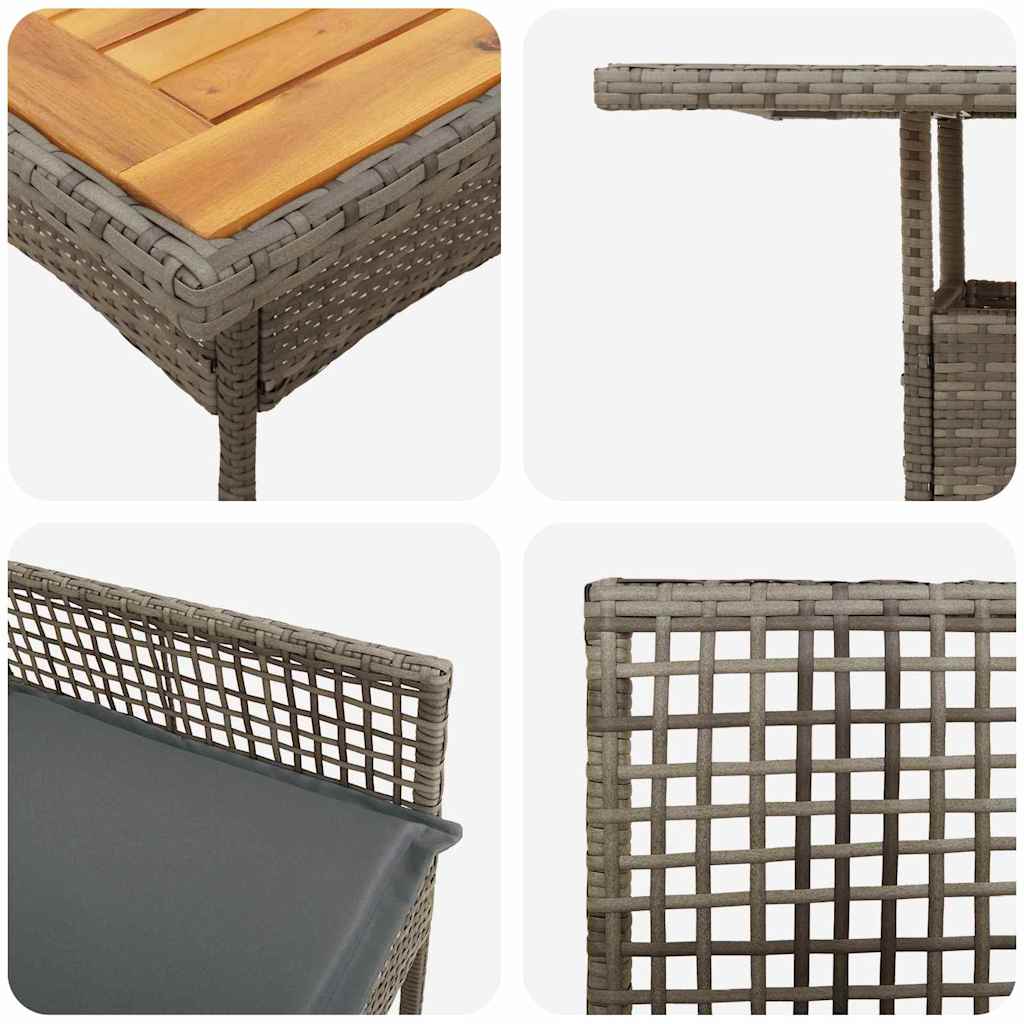 Vrtni set za objed 5 kom. Siva poliratan 80 x 80 x 75 cm
