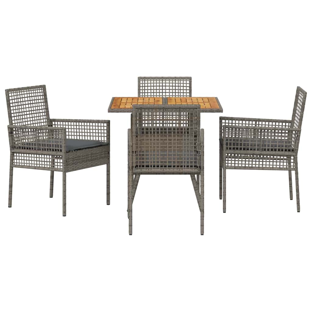 Vrtni set za objed 5 kom. Siva poliratan 80 x 80 x 75 cm