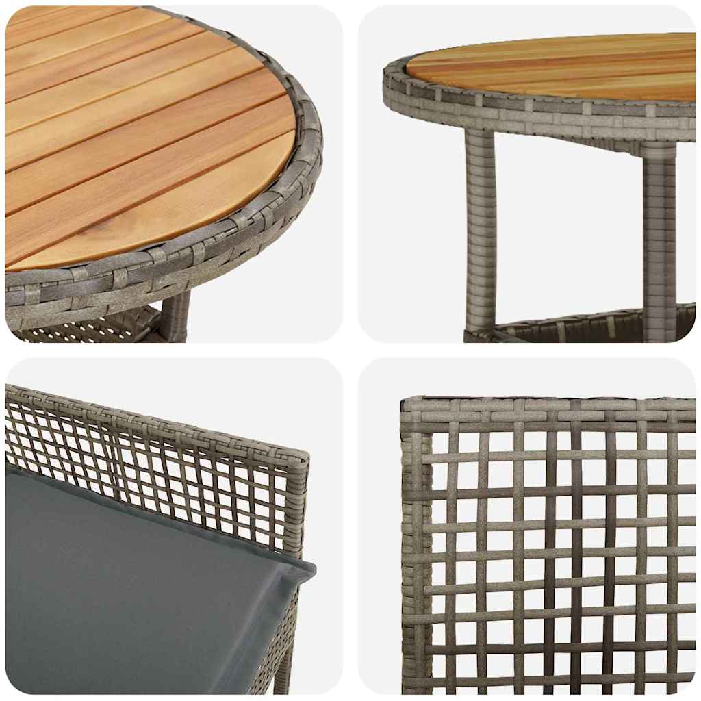 Vrtni set za objed 5 kom. Siva poliratan 60 x 60 x 75 cm