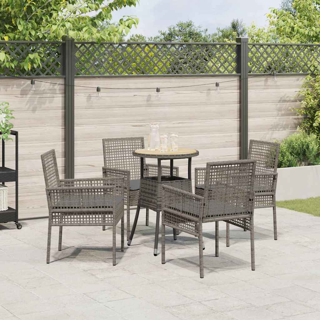 Vrtni set za objed 5 kom. Siva poliratan 60 x 60 x 75 cm