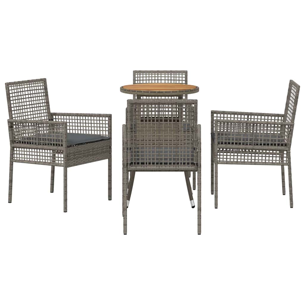 Vrtni set za objed 5 kom. Siva poliratan 60 x 60 x 75 cm