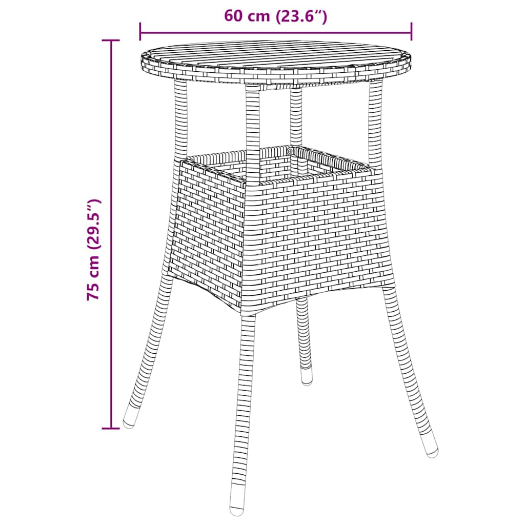 Vrtni set za objed 5 kom. Siva poliratan 60 x 60 x 75 cm