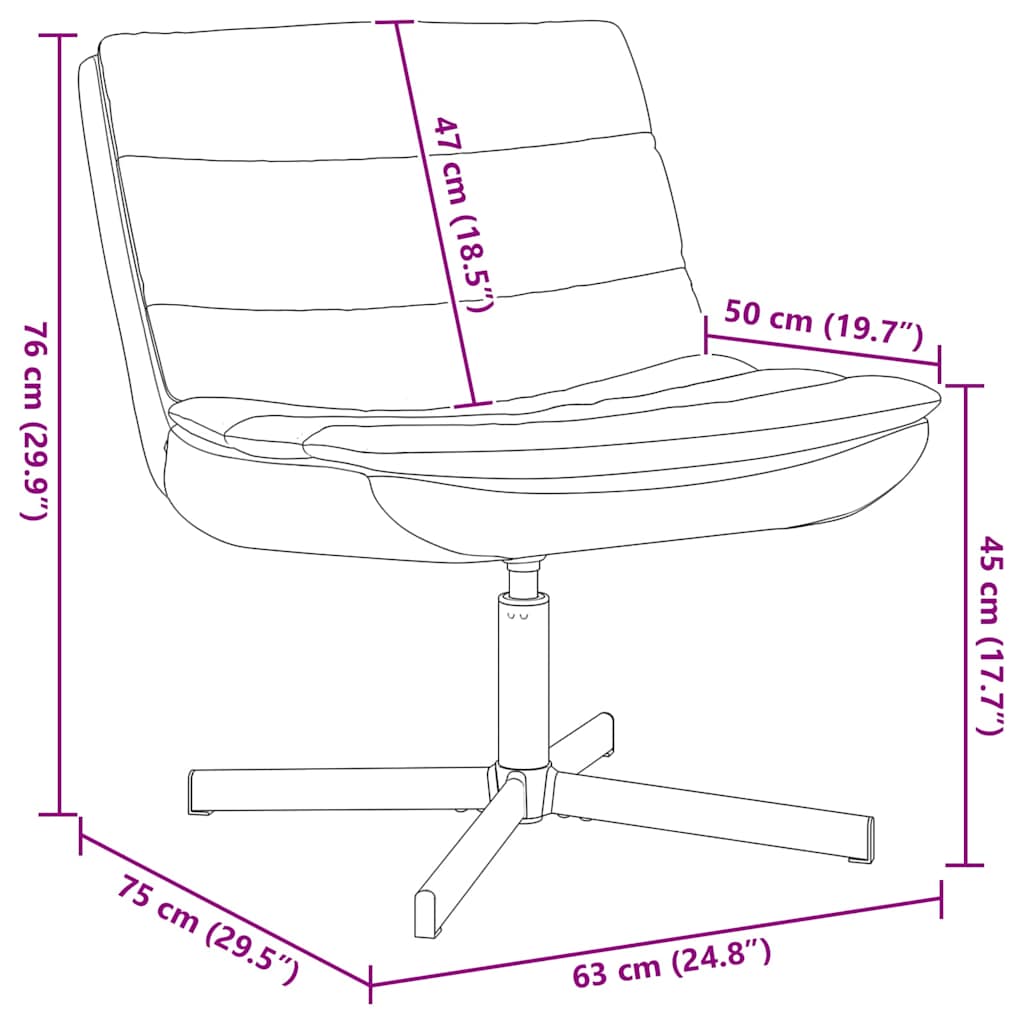 Stolica na kotačiće Crna 63 x 75 x 76 cm PU