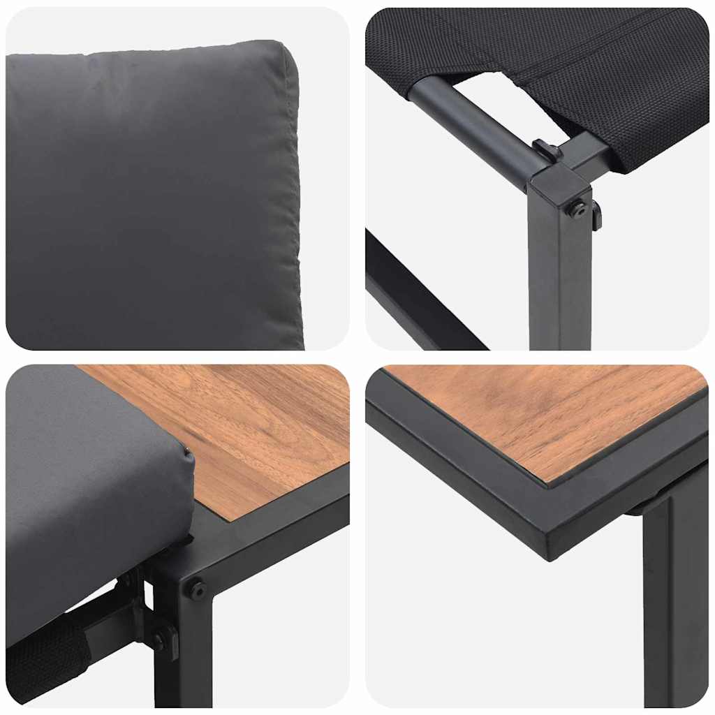 Vrtni set za objed 3 kom. Antracit Čelik Crna 55 x 55 x 70 cm