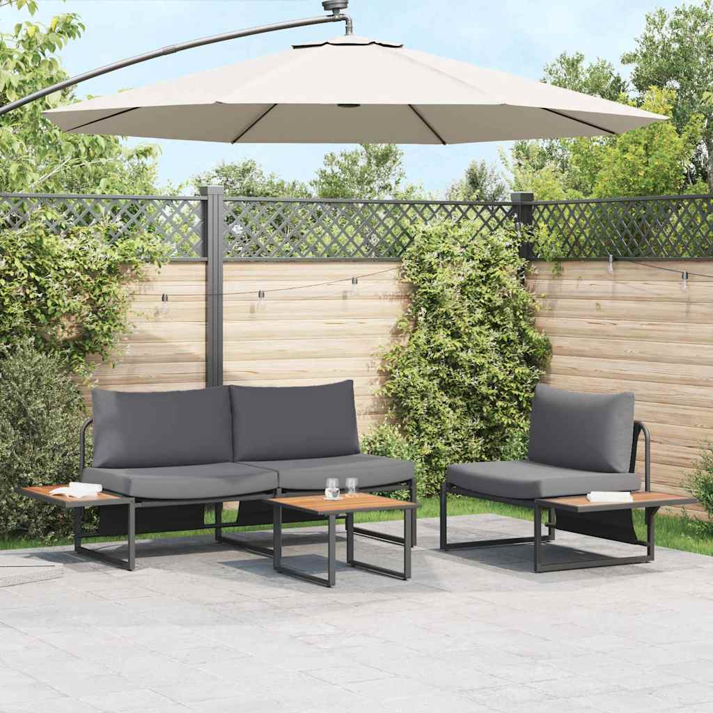 Vrtni set za objed 3 kom. Antracit Čelik Crna 55 x 55 x 70 cm