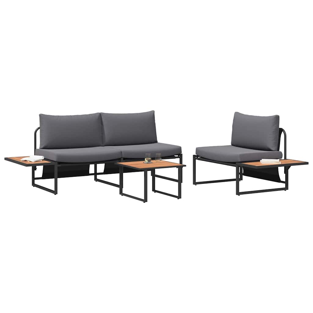 Vrtni set za objed 3 kom. Antracit Čelik Crna 55 x 55 x 70 cm