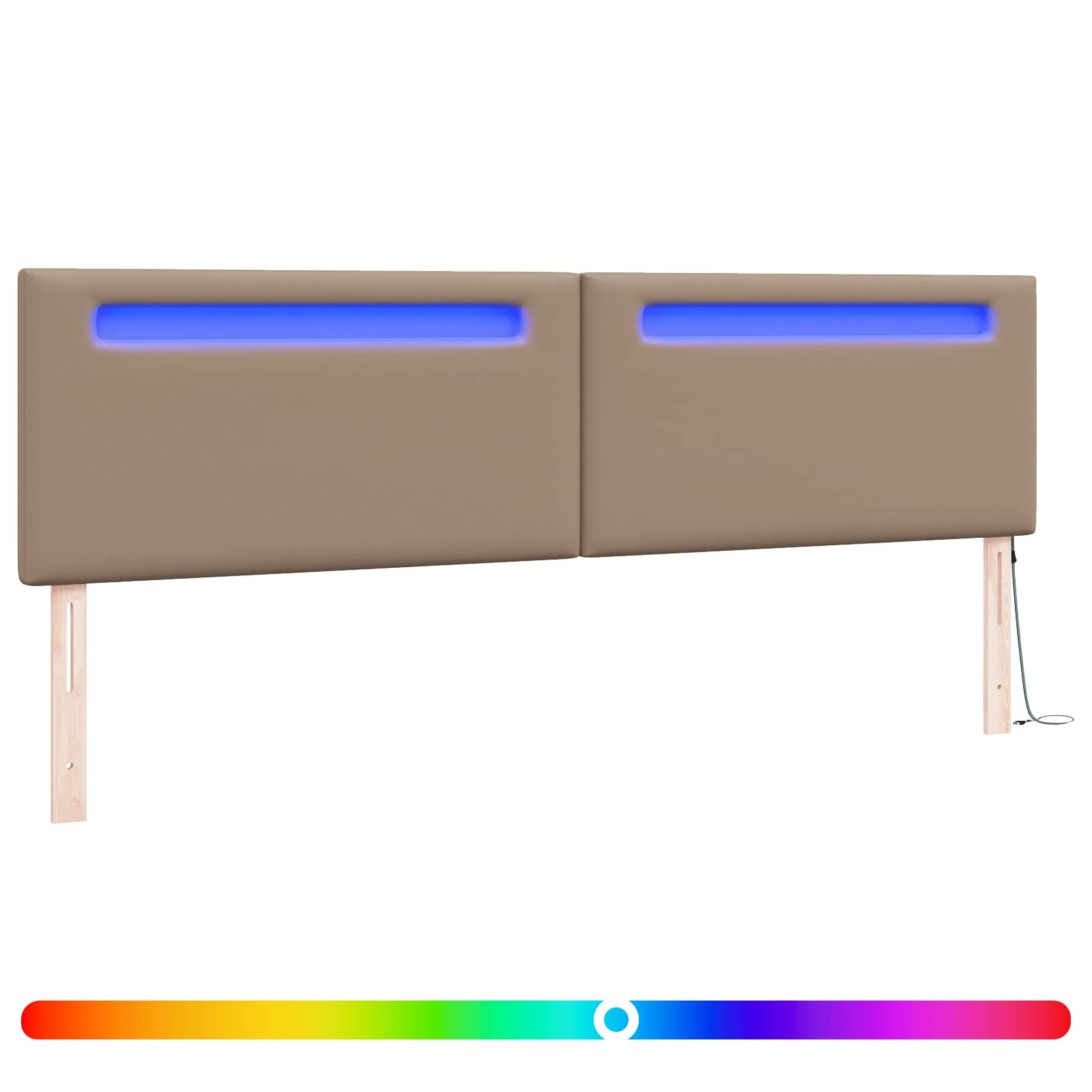 LED glava kreveta Boja cappuccina 200 cm Lažna koža