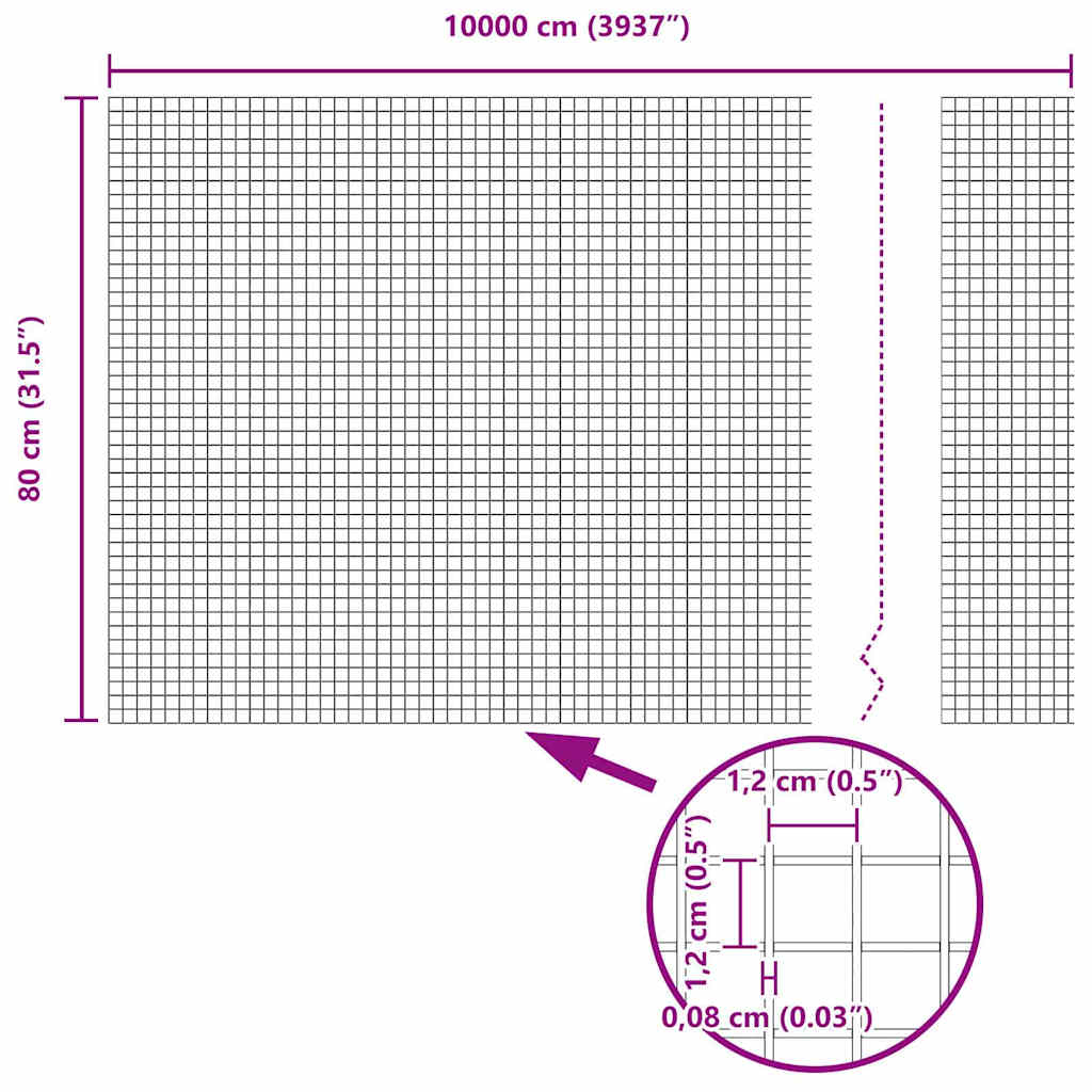 Zavarena žičana ograda 10000 x 80 cm Zelena