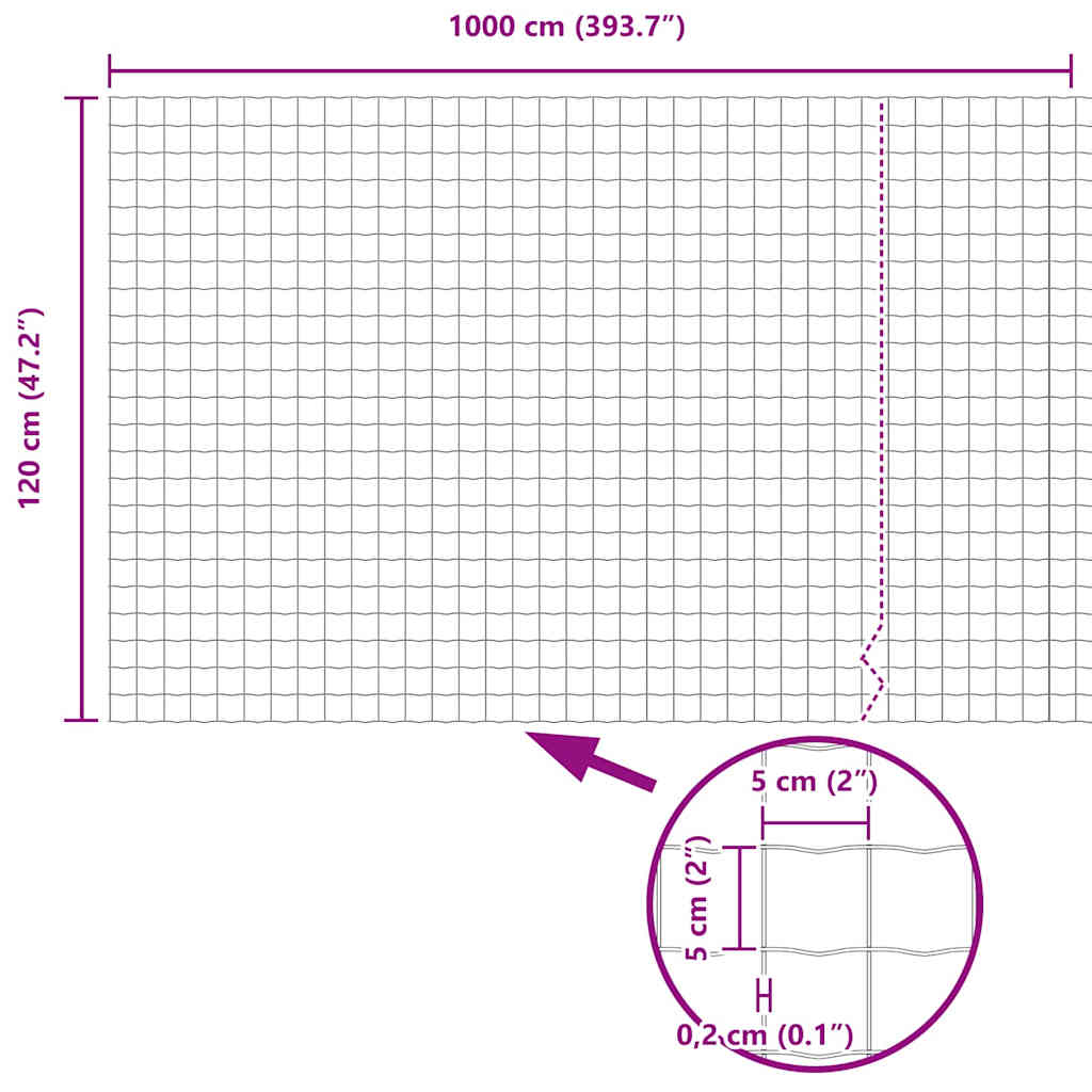Zavarena žičana ograda 10 x 1,2 m (Š x V) Čelik premazan PVC-om