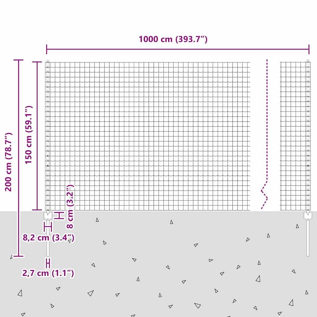 Zavarena žičana ograda 10 x 1,5 m (Š x V) Čelik premazan PVC-om