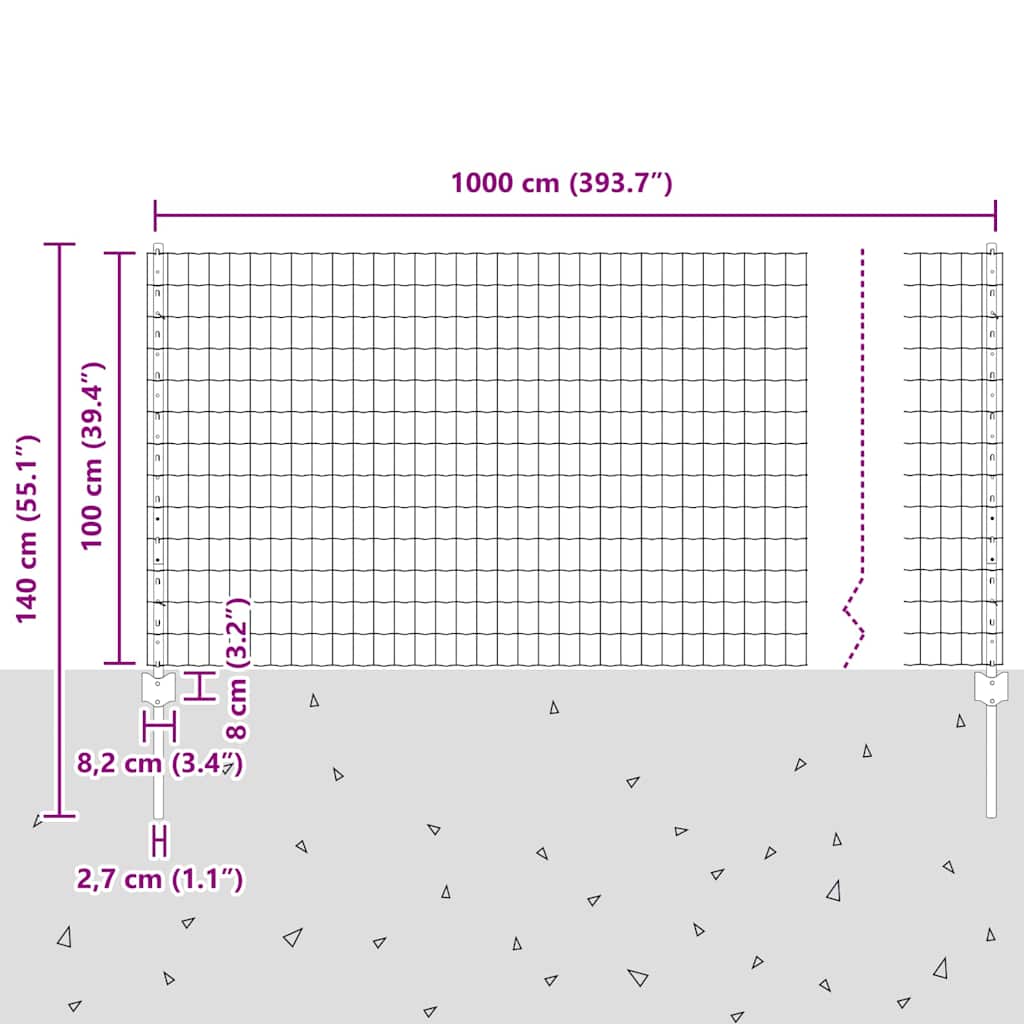 Zavarena žičana ograda 10 x 1 m (Š x V) Čelik premazan PVC-om