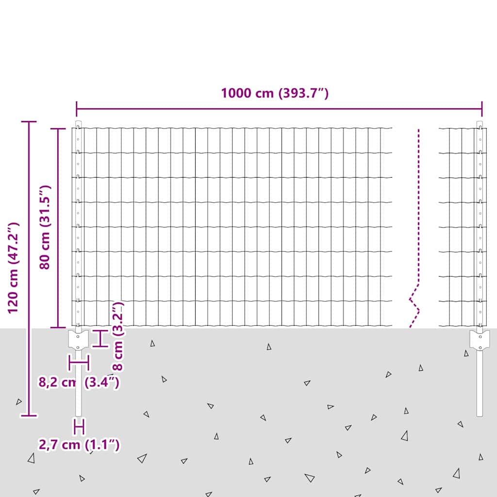Zavarena žičana ograda 10 x 0,8 m (Š x V) Čelik premazan PVC-om