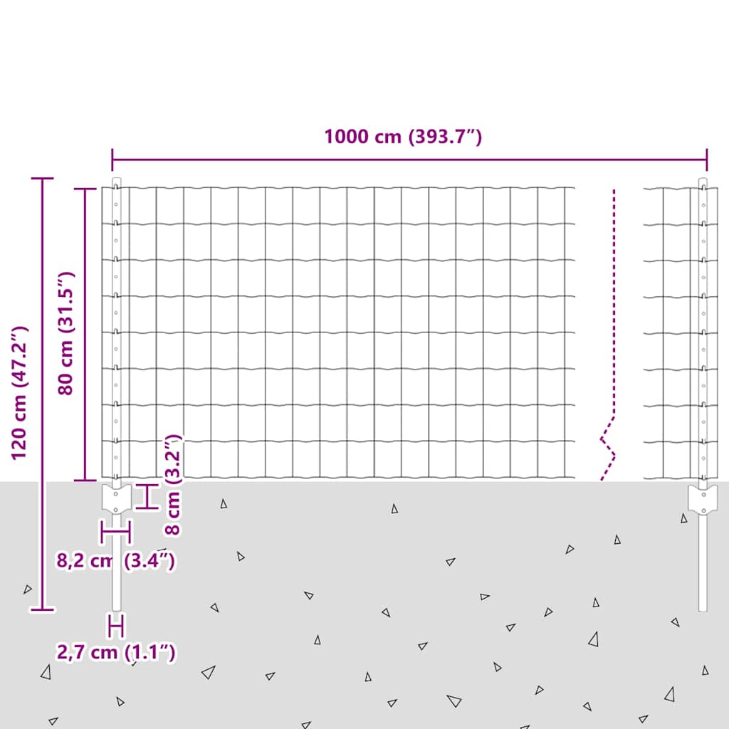 Zavarena žičana ograda 10 x 0,8 m (Š x V) Čelik premazan PVC-om