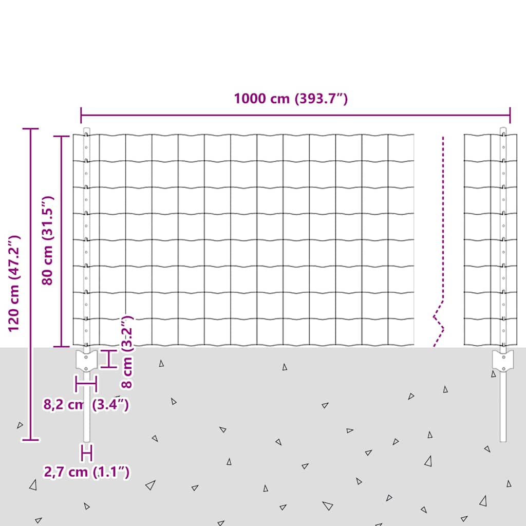 Zavarena žičana ograda 10 x 0,8 m (Š x V) Čelik premazan PVC-om