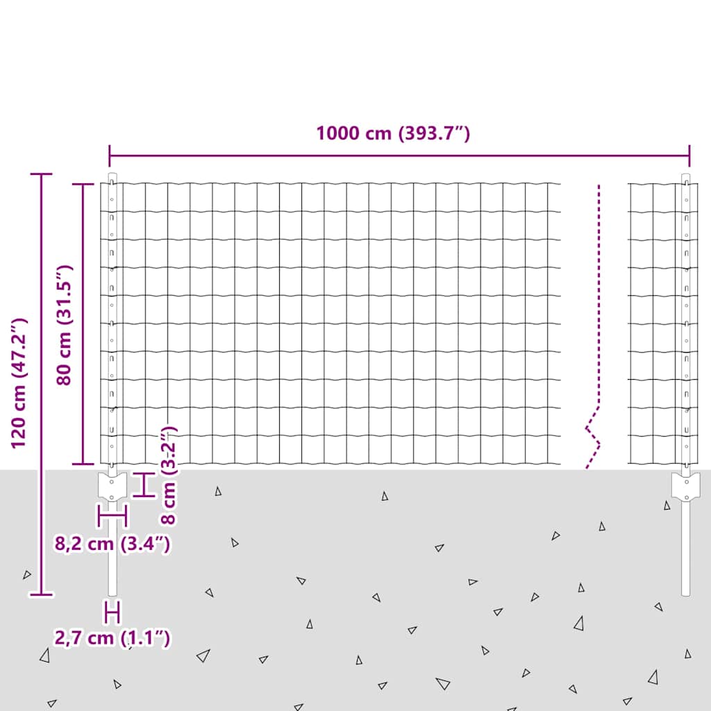 Zavarena žičana ograda 10 x 0,8 m (Š x V) Čelik premazan PVC-om