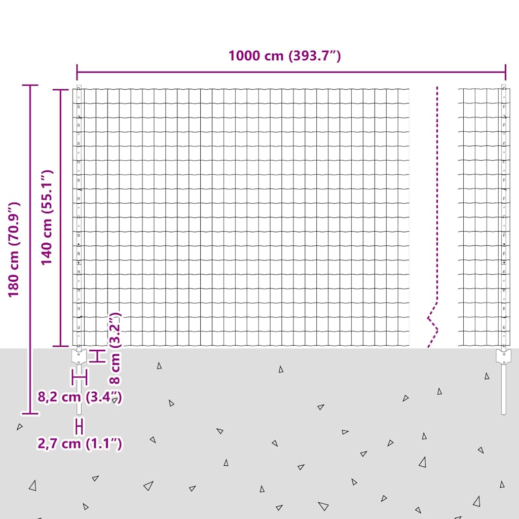 Zavarena žičana ograda 10 x 1,4 m (Š x V) Čelik premazan PVC-om