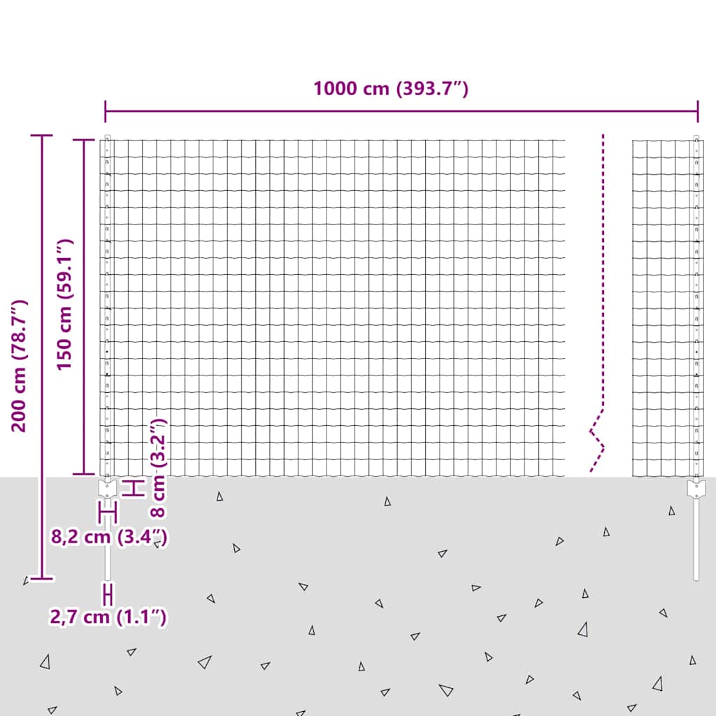 Zavarena žičana ograda 10 x 1,5 m (Š x V) Čelik premazan PVC-om