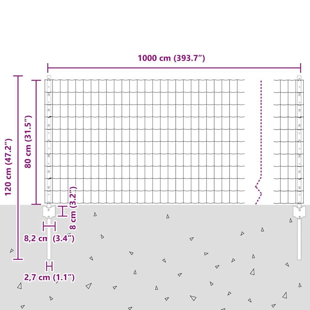 Zavarena žičana ograda 10 x 0,8 m (Š x V) Čelik premazan PVC-om
