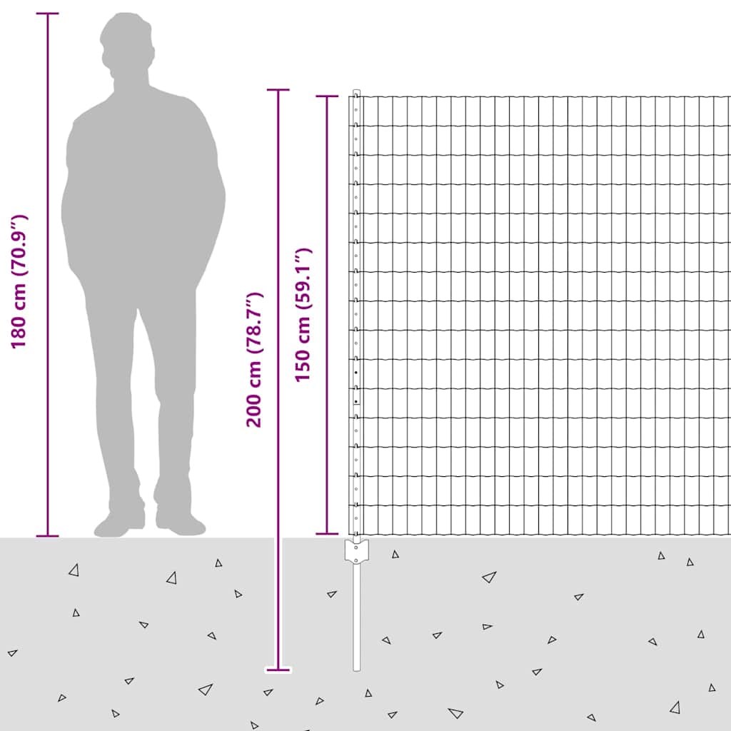 Zavarena žičana ograda 10 x 1,5 m (Š x V) Čelik premazan PVC-om