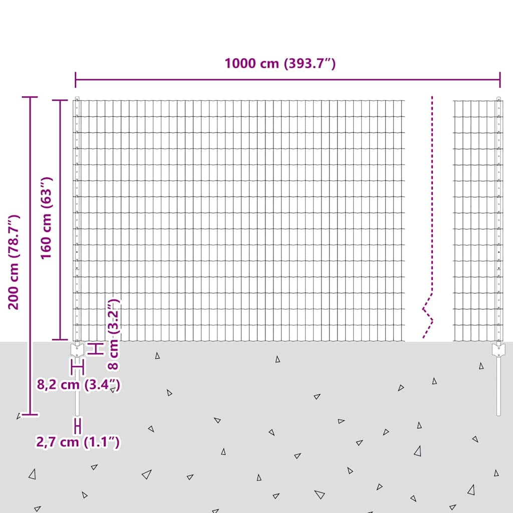 Zavarena žičana ograda 10 x 1,6 m (Š x V) Čelik premazan PVC-om