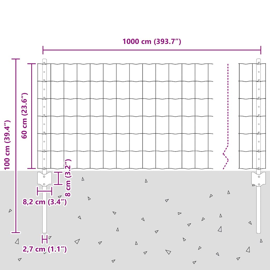 Zavarena žičana ograda 10 x 0,6 m (Š x V) Čelik premazan PVC-om