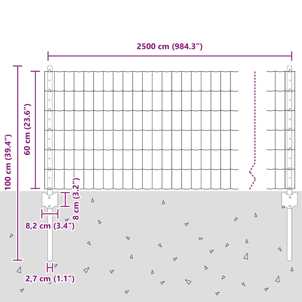 Zavarena žičana ograda 25 x 0,6 m (Š x V) Čelik premazan PVC-om
