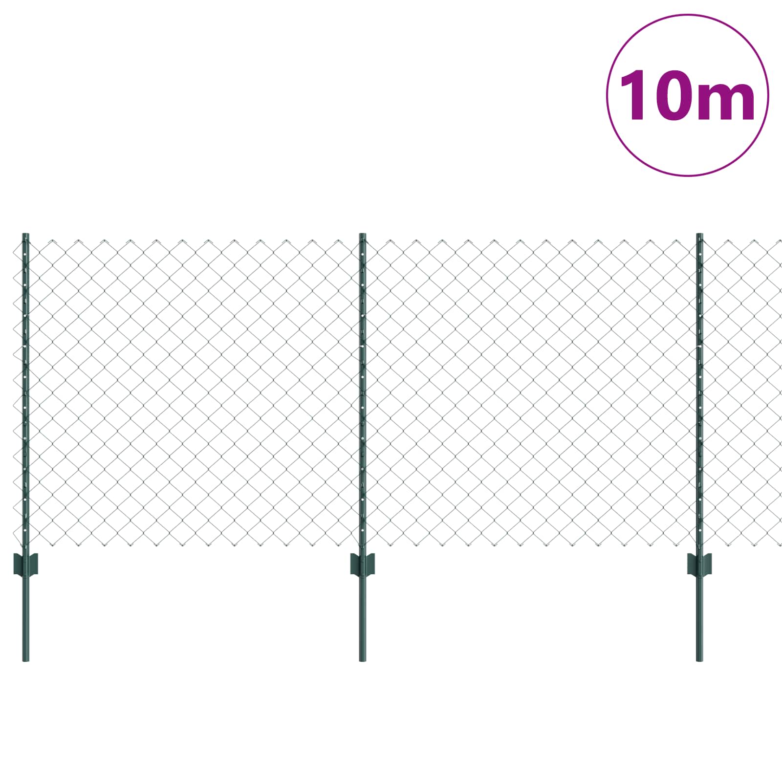 Ograda od lančanih veza s postom 10 x 1 m Čelik premazan PVC-om